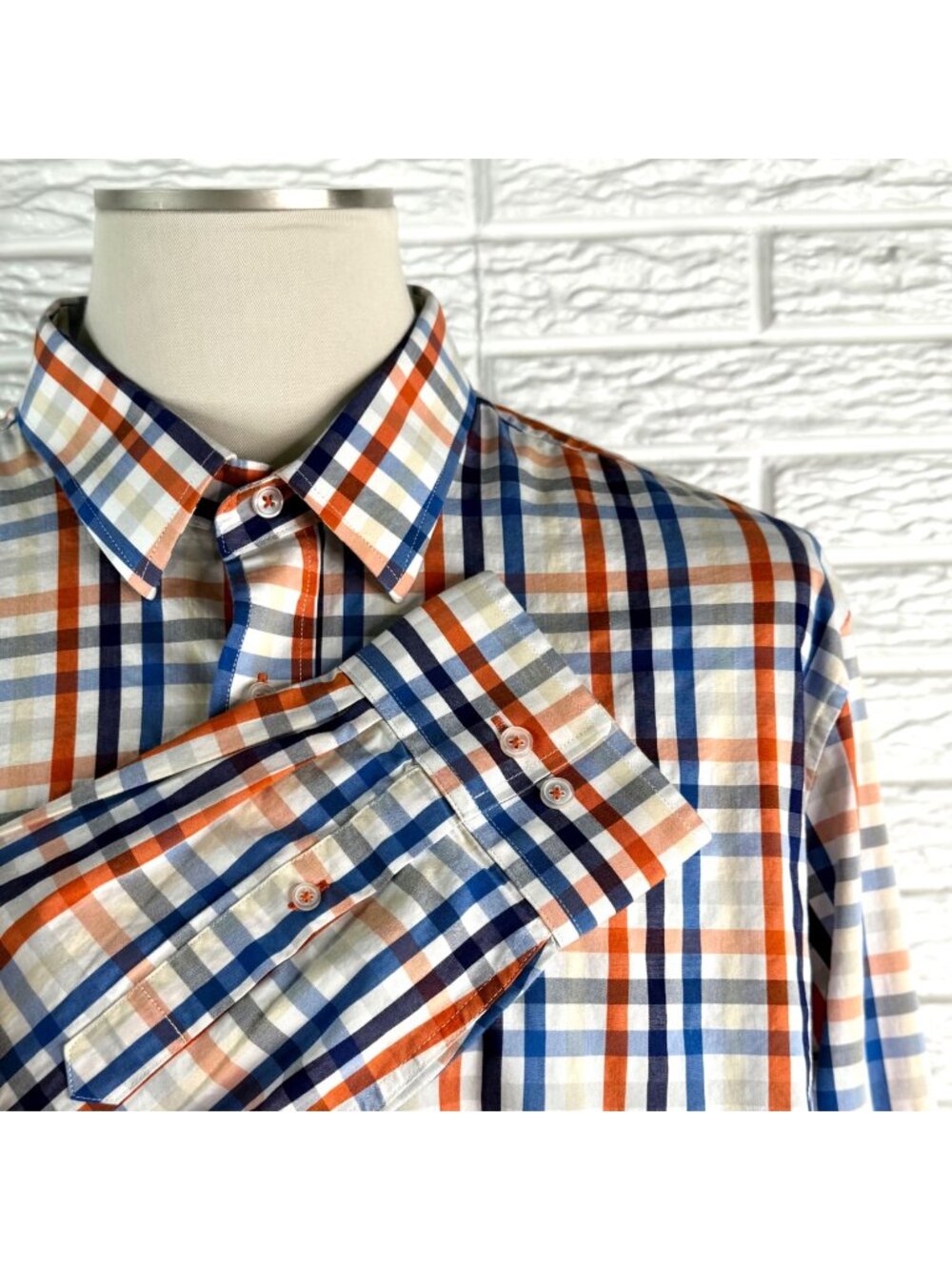 Nick Graham Everywhere Plaid Button Up Shirt Modern Fit Size 2XL 18-18.5 36-37